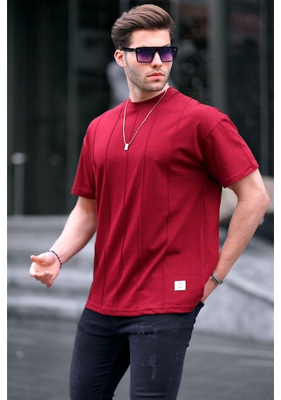Madmext Bordo Bisiklet Yaka Erkek Tişört 6175-bordo Bordo