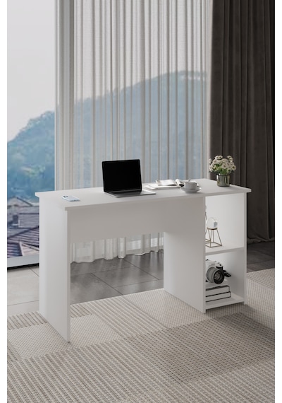 Lina Modern Çalışma Masası 120x60 Cm Raflı Bilgisayar Masası Ofis Ve Ev Çalışma Masası Beyaz Lina Modern Çalışma Masası 120x60 Cm Raflı Bilgisayar Masası Ofis Ve Ev Çalışma Masası Beyaz