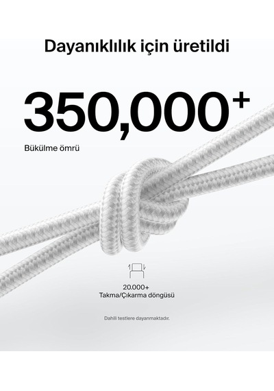 Belkin Cab025hq1mwh Boostcharge Pro 240w Usb-c To Usb-c Örgülü 1m Hızlı Şarj Kablosu - Beyaz