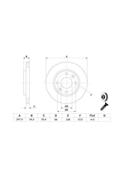 Peugeot 206+ 1.4 2009-2013 Bosch Ön Disk 247mm 2 Adet Kft-kfv-kf
