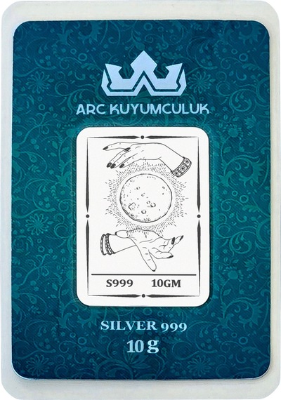 999 Ayar Gümüş İle Üretilmiş Ay Ve El Temalı Hediyeye Özel 10 Gram Gümüş Külçesi-743