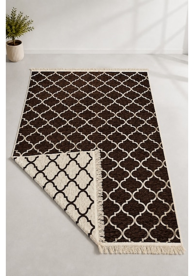 Kilim Paspas Çok Amaçlı Halı Makinede Yıkanabilir Toz Yapmaz Kahverengi 2