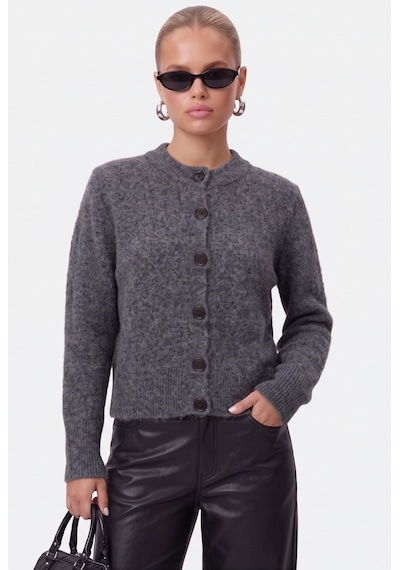 Ritnice Kadın Warm Soft Dokulu Basic Antrasit Triko Hırka