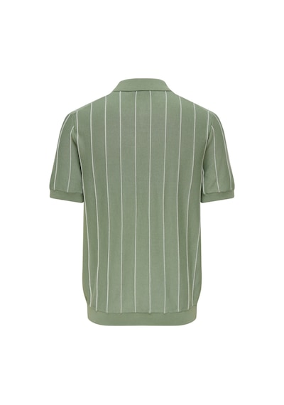Only & Sons Erkek Çizgili Gömlek Yaka Yeşil T-shirt - 22037080 Yeşil