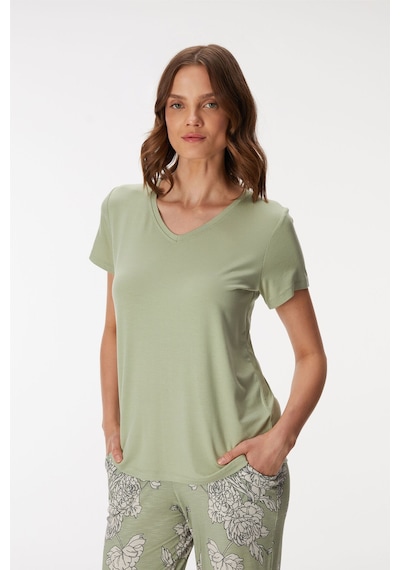 Man11401-1013 Anil Ev Giyim Man11401 11401 Kadın T-shirt Ve Pantolon Takım Yeşil