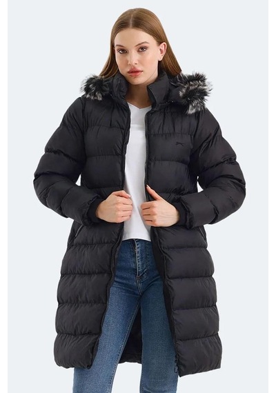 Slazenger Garlic In Kadın Puffer Uzun Şişme Mont Siyah