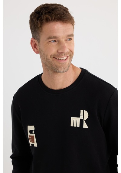 Tudors Erkek Relax Fit Rahat Kesim Pamuklu Lastikli Kol Bisiklet Yaka Baskılı Siyah Sweatshirt-37304 Siyah Tudors Erkek Relax Fit Rahat Kesim Pamuklu Lastikli Kol Bisiklet Yaka Baskılı Siyah Sweatshirt-37304 Siyah