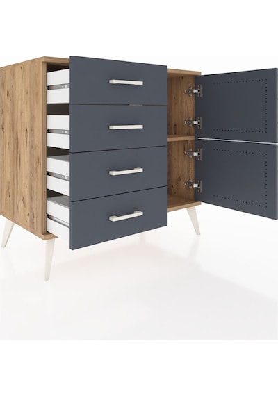 Hyperion Şifonyer Tek Raflı 4 Çekmeceli 2 Kapaklı 88x44x80 Çam-antrasit Antrasit Hyperion Şifonyer Tek Raflı 4 Çekmeceli 2 Kapaklı 88x44x80 Çam-antrasit Antrasit