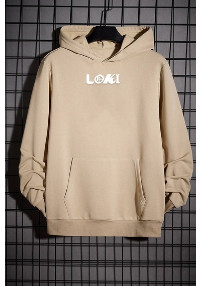Uyguntarz Unisex Floki Baskılı Sweatshirt Bej