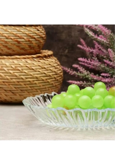 10547 Aurora 25cm Oval Cam Kayık Servis Meyve Tabağı Şeffaf