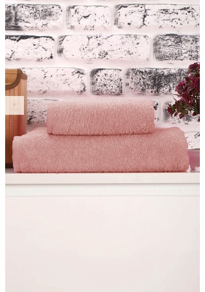 2 Parça Kadın / Erkek Banyo Duş Hamam Havlu Seti 90x150 Cm %100 Pamuklu Gül Kurusu