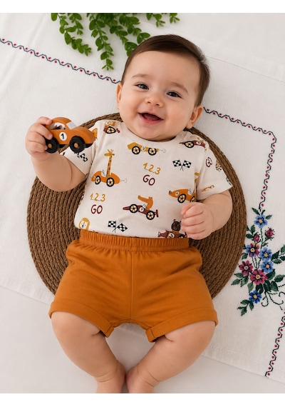 Tuem Baby Erkek Bebek Yarış Arabalı Ve Sevimli Hayvanlar Baskılı Şortlu Takım Ölçüleri Açıklamada . Turuncu Tuem Baby Erkek Bebek Yarış Arabalı Ve Sevimli Hayvanlar Baskılı Şortlu Takım Ölçüleri Açıklamada . Turuncu