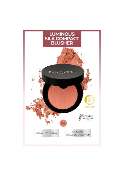 Note Cosmetique Luminous Silk Compact Blusher Toz Allık - 04 Soft Peach