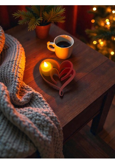 Sevgililer Günü Özel Kalp Figürü Tealight Hediyeli Kırmızı