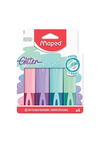 742046 Simli Pastel Fosforlu Kalem 4lü Çok Renkli