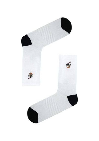 Carnaval Socks Nakışlı Ramen Desenli Çorap Beyaz