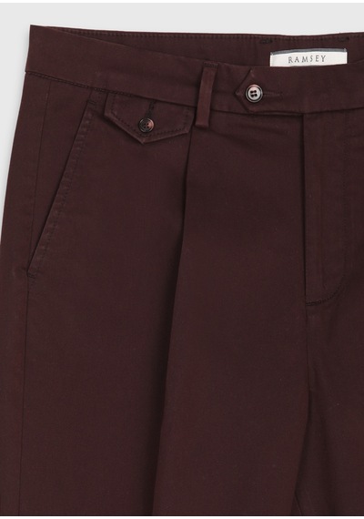 Ramsey Mürdüm Düz Dokuma Relaxed Fit Casual Pamuk Karışımlı Pantolon