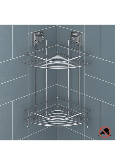 Teknotel Yapışkanlı Iki Katlı Banyo Duş Köşe Rafı Krom Ef253 Çok Renkli