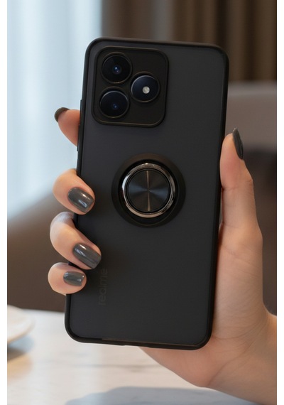 Realme C53 İçin Kamera Korumalı Yüzüklü Kılıf - Leke Tutmaz Mat Ve Dayanıklı Yapı