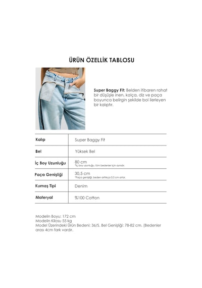 it's basic Kadın T.kot Rengi 12s6-32 Süper Baggy Fit Özel Tasarım Denim Jean
