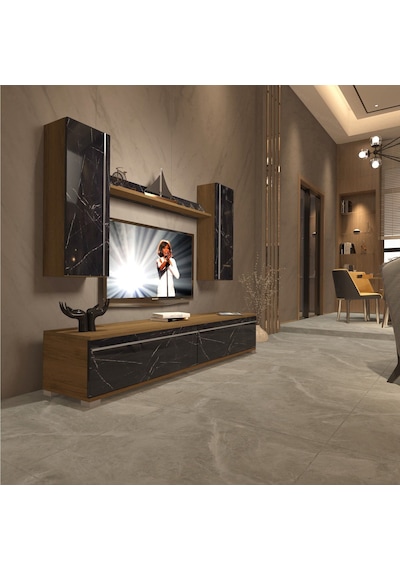 Decoraktiv Eko 7 Mdf Std Tv Ünitesi Tv Sehpası Pera - Siyah Mermer