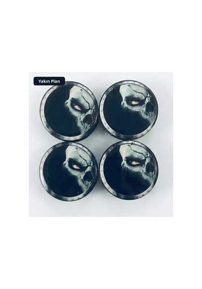 Trobus Jant Göbek Kapağı Kuru Kafa Ghost Damla Geçmeli 4'lü Set 55/58 Mm Siyah