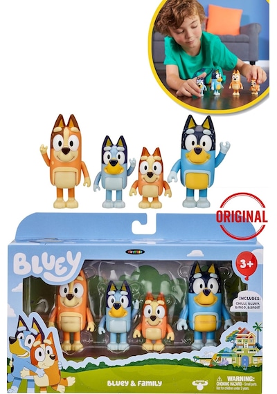 Blueyplus Aksiyon Figür Seti Bandit Chilli Mini Dost 4lü Resmi Koleksiyon Oyuncak Çocuklar İçin Seti Sünger Bob