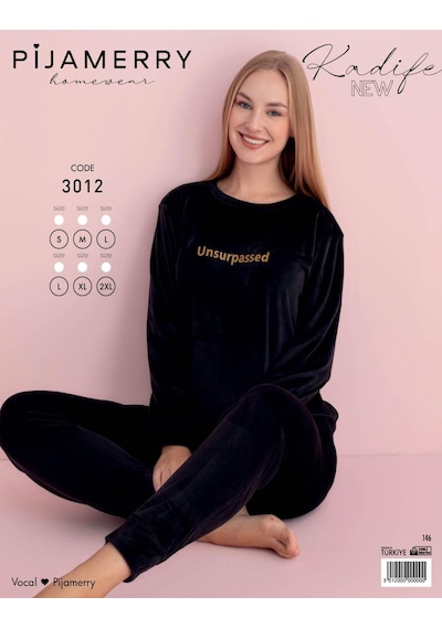 Pijamerry Kadın Kışlık Bisiklet Yaka Kadife Pijama Takımı 3012 - 1 Adet 001 Pijamerry Kadın Kışlık Bisiklet Yaka Kadife Pijama Takımı 3012 - 1 Adet 001