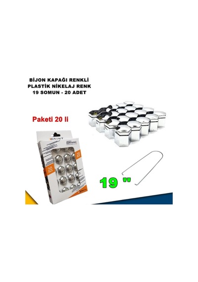 Renkli Bijon Kapağı Plastik Nikelaj Renk Altıgen 19 Mm Bijon Uyumlu 20 Adet