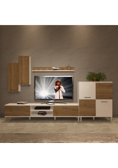 Decoraktiv Eko 6 Mdf Dvd Krom Ayaklı Tv Ünitesi Tv Sehpası - Beyaz Pera Beyaz - Meşe Decoraktiv Eko 6 Mdf Dvd Krom Ayaklı Tv Ünitesi Tv Sehpası - Beyaz Pera Beyaz - Meşe