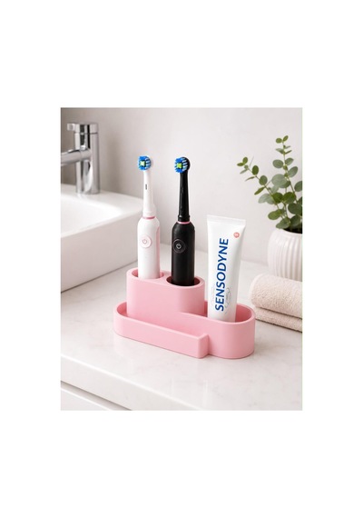 Şarjlı Diş Fırçası Ve Macun Stant Organizer Modern 3d Tasarım Renk Çeşitleri Mevcut Pembe Pembe