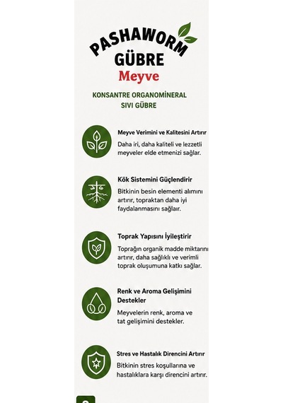 Pashaworm Meyve Konsantre Sıvı Gübre 1 L Meyve Ağaçları İçin