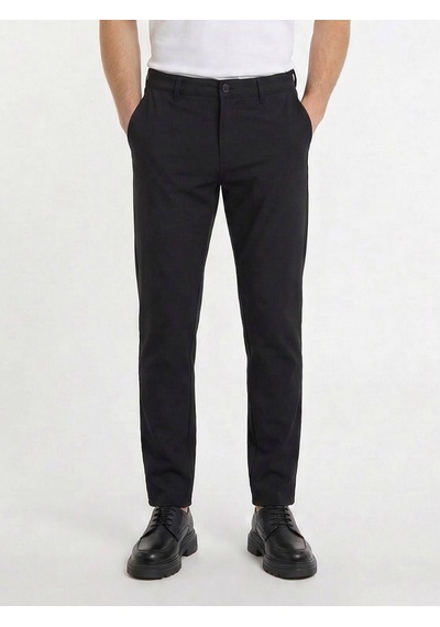 Kip Siyah Düz Dokuma Slim Fit Casual Pantolon