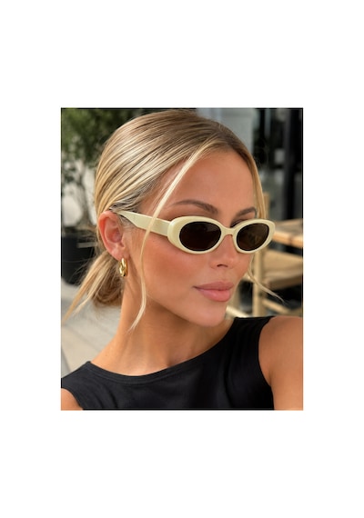 Uovo Oval Vintage Model Oval Krem Kahverengi Lüx Güneş Gözlüğü Kahverengi