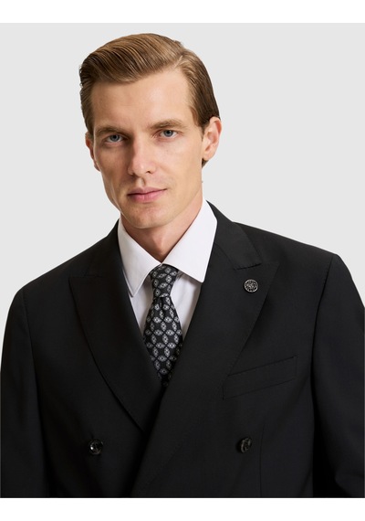 Pierre Cardin Siyah Slim Tailored Fit %100 Yün Kruvaze Takım Elbise 50328721-vr046