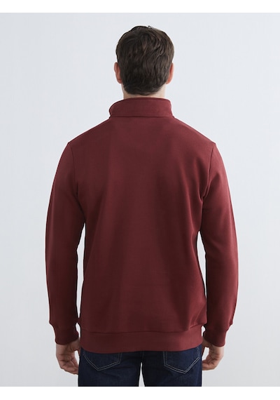 Lcwaıkıkı Classic Bordo Dik Yaka Uzun Kollu Erkek Kalın Sweatshirt