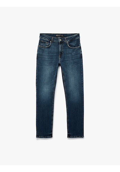 Koton Pamuklu Normal Bel Straight Fit Jean Pantolon - Mark Jean Koyu İndigo 6sam40071nd