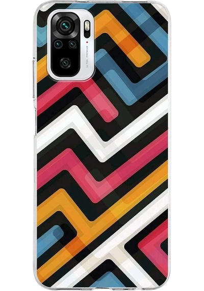 Xiaomi Redmi Note 10s Uyumlu Kapak Labirent Grafiti Tasarımlı Şeffaf Silikon Kılıf Şeffaf