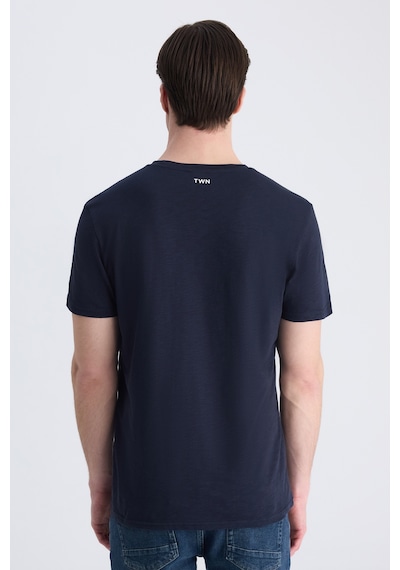 Twn Slim Fit Lacivert Düz %100 Pamuklu T-shirt 4ec1447011072 101