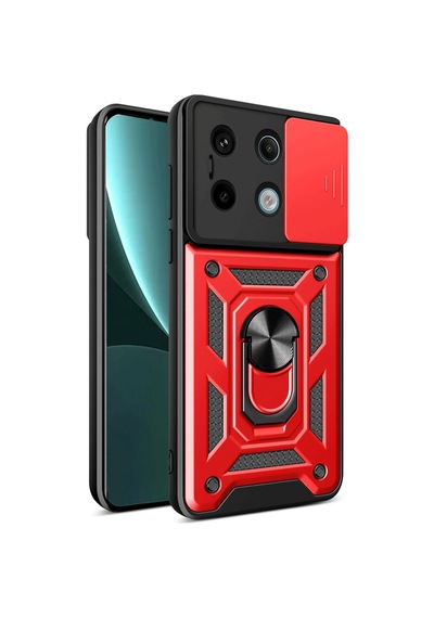 Note 13 Pro 4g Pars Lens Yüzüklü Silikon - Kırmızı
