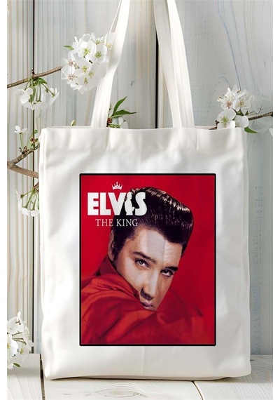 Art Hediye Elvis Presley Baskılı Bez Çanta Omuz Çantası Kişiye Özel Desen 1 Çok Renkli
