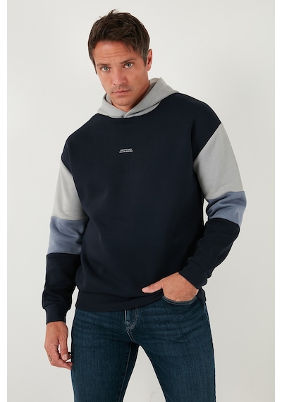 Buratti Pamuklu Relaxed Fit Kapüşonlu Içi Tüylü Yumuşak Şardonlu Erkek Sweat 5905299 Koyu Lacivert