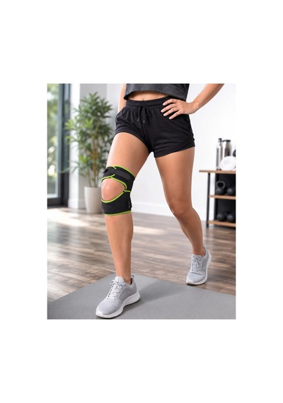 Patellar Tendon Destekli Açık Patella Dizlik Ayarlanabilir Siyah