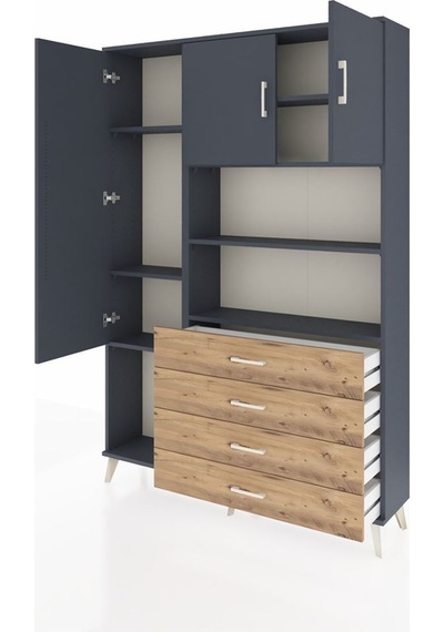 Arges Dolap 7 Raflı 4 Çekmeceli 3 Kapaklı 132x30x195 Antrasit-antrasit/çam Antrasıt/atlas Çam Arges Dolap 7 Raflı 4 Çekmeceli 3 Kapaklı 132x30x195 Antrasit-antrasit/çam Antrasıt/atlas Çam