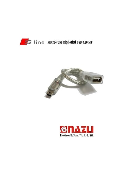 Fk 4234 Usb Dişi / Mini 5 Pin Usb Şeffaf Kablo