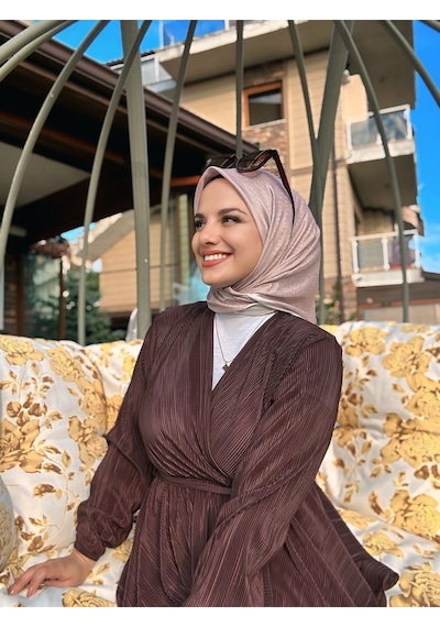Moda Kaşmir Mk Desen Pamuk Eşarp Gül Kremi
