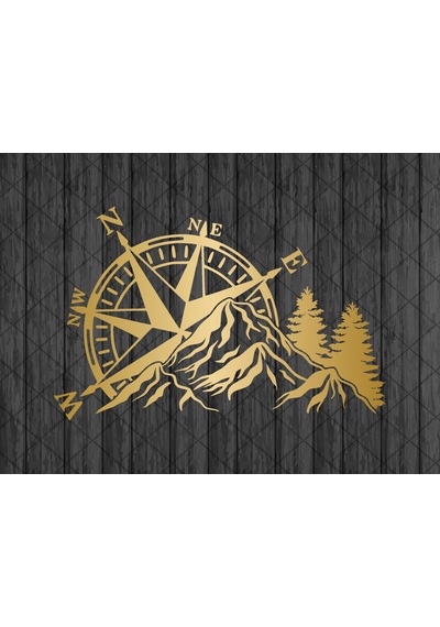 Pusula Dağ Ve Orman Sticker - Araba Oto Motosiklet Karavan Araç Sticker - 00342 30x19 Cm