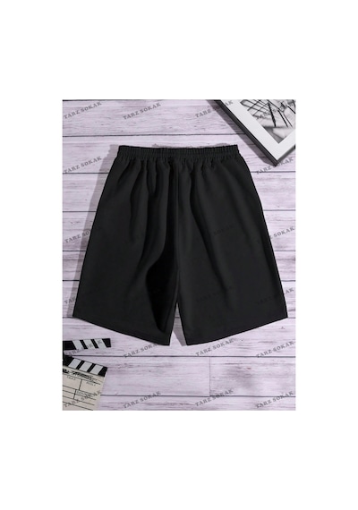 Tarzsokak Y2k Unisex Yaz Şort Bermuda Harajuka Anime Retro Kod-11453 Siyah