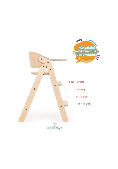 Tr Mychair Ahşap Katlanır Mama Sandalyesi Naturel