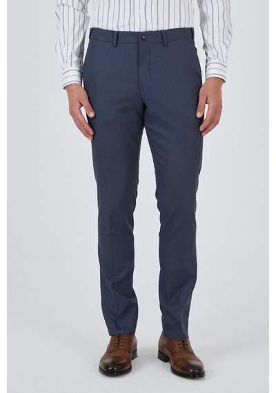İmza Mavi Filafil Yan Cep Açık Paça Slim Fit Ayarlanabilir Kemer Pantolon 1003250123 Mavi